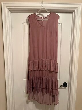 Mustard Seed (Dainty Jewells) Mauve Sleeveless High-Low Ruffle Midi Dress